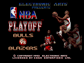 NBA Playoffs: Bulls vs Blazers title screen for Sega Mega Drive